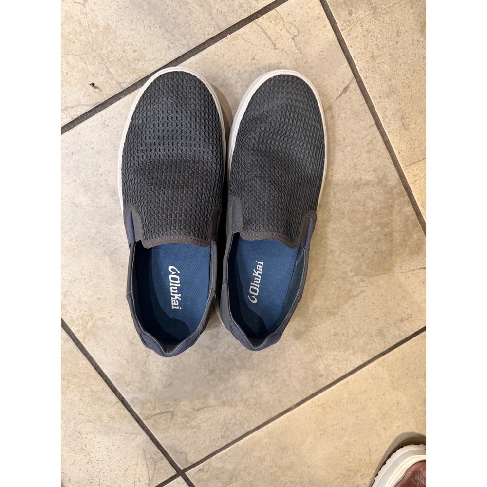 OluKai Mens Nohea Mesh Slip On Shoes Charcoal Grey Loafers 10432 Size 12
